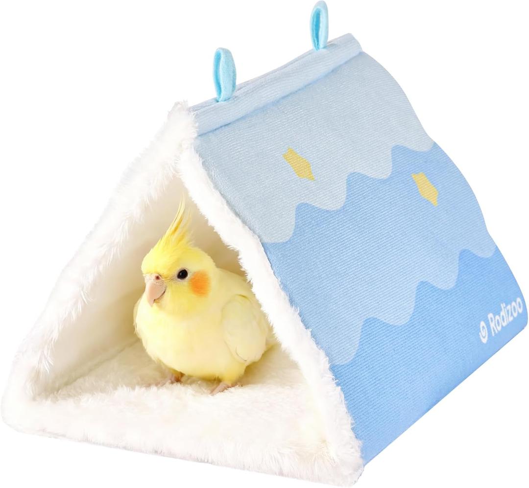 10.2*6.7in Winter Bird Nest House -Cabin-Style Hanging Hammock Bird Cage Plush and Fluffy Bird Hideaway Bed Soft and Comfortable Suitable for Parrots, Budgies, Long-tailed Parrots, and Small Birds (Large)