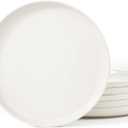 famiware Milkyway Dinner Plates, 10.24 inch Plates for 6, Stoneware Dessert Plates Dish Set for Kitchen, Reactive Glaze Plate Set, Microwave and Dishwasher Safe, Matte White