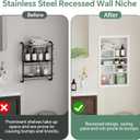 Stainless Steel Recessed Medicine Cabinet 14 * 24, Rust-proof Metal Wall Niche, In Wall Shower Niche Shelf Insert Replacement, Recessed Medicine Cabinets for Drywall, with 5 Compartments, White