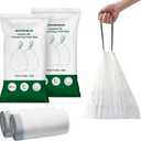 SONGMICS Trash Bags, Drawstring Kitchen Garbage Bags, Pre-Separated, Box-Free Pack, for 8-Gallon (30 L) Trash Cans, Liner Code 30A, 2 Rolls, 90 Count, White UKRB30A02
