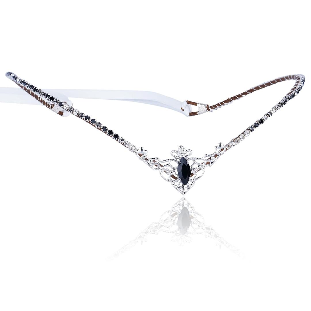 MOSTORY Handmade Black Rhinestone Tiara Elf Headpiece Fairy Crystal Crown Quartz Elven Circlet for Women s Princess Renaissance Halloween Wedding Prom Carnival Party Black