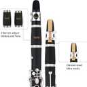 Bb Clarinet For Beginners Students B Flat Clarinet 17 Keys Clarinets with Case Stand Strap 2 Barrels 8 Mouthpiece Cushion White Gloves(Black)