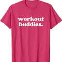 Workout Buddies Matching Couples Women's Men's & Kid's T-Shirt (Small, Black)