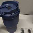 ALOUFEA 20 oz Insulated Coffee Mug Tumbler with Handle, Stainless Steel Travel Mug Tumbler with Lid and Straw,Double Wall Vacuum Leak Proof Ice Coffee Thermal Cup, Navy