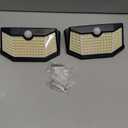 HMCITY Solar Lights Outdoor 120 LED with 3 Lighting Modes, Motion Sensor Wall Lights,IP65 Waterproof Solar Powered for Garden Patio Yard (Back Button 2Packs, Black Shell-Daylight White)