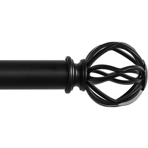Black Curtain Rods for Windows 18 to 45 inch, 1 Inch Adjustable Curtain Rod, Heavy Duty Window Curtains Rod for Bedroom Living Room, Modern Decorative Drapery Rods Birdcage Finials