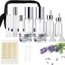 7 Pack Glass Travel Bottles for Toiletries, TSA Approved Glass Travel Containers 1.35/0.7/1 oz Silver Small Travel Bottles with Label, BPA Free Leak Proof with Pump Spray Bottles for Makeup, Skincare