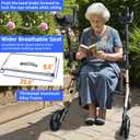 Aliseniors Upright Walker for Seniors, Foldable Rollator with Seat, Gold | 20.6" Wide Seat, 8" All-Terrain Wheels, Adjustable Armrests, Improves Posture, 300lbs , Dual Brakes, for Users 5'2" to 6'2"