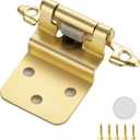 50 Pack (25 Pairs) 3/8 Inch Insert Kitchen Cabinet Hinges, Satin Brass Self Closing Hinges for Kitchen Cabinet Doors, Semi-Concealed Cupboard Hardware, Face Mount Hardware, Gold