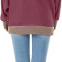 Fallorchid Womens Long Sleeve Tops Crew Neck Tunics Clothes Casual Color Block Sweatshirt (L)