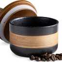 Small Ceramic Jar with Lid, Coffee Container Kitchen Food Storage Jars for Spice Sugar Tea Bag Matcha Container Airtight, Stacairtightkable Decorative Jars for Countertop, Black & 5oz