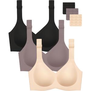 Gailife 3PACK Jelly Wireless Bras for Women No Underwire Support Smooth Bralettes for Women Everyday T Shirt Bra,XL