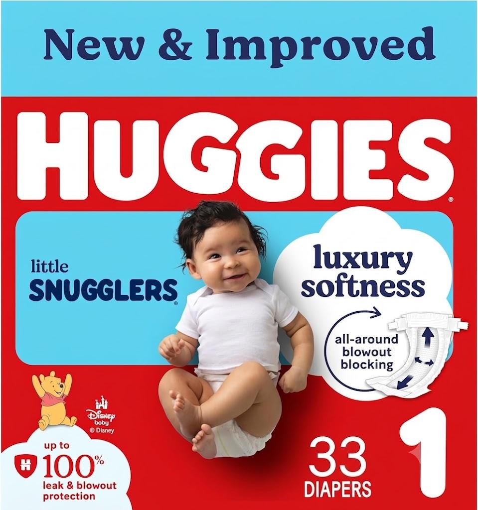 Huggies Size 1 Diapers, Little Snugglers Baby Diapers, Size 1 (8-14 lbs), 33 Count, 2 Pack