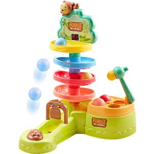 Children's Pitching Toys, Hammer Hitting Competitive Counting Mode Track Sliding Toys for Toddlers Kids Aged 1-5