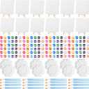 Qilery 12 Set Acrylic Paint Kit Mini Stretched Canvas with Easel, Acrylic Paints Strips, Brushes, Palette, Art Set for Adults Birthday Party Favors(6 x 6 Inch)
