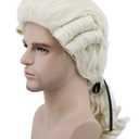 karlery Judge Colonial Wig Man Long Wave Beige Wig for Halloween Costume Cosplay Party, Beige