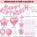 Pink Birthday Decorations, 3D Foil Pink Happy Birthday Balloon Banner with Star and Heart Balloons, Confetti Balloons, Hanging Swirls, for Girls Women Party Decorations