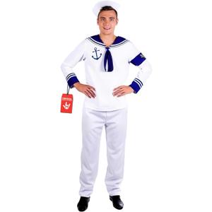 fun shack Mens Sailor Costume, Adult Sailor Halloween Outfit, Nautical Costume for Men, Maritime Dress Up (Large, White)