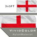 England Flag 3x5 English Flag Banner Outdoor Heavy Duty 240D Nylon Striped Sewn St. George's National Flags Vivid Color with 2 Brass Grommets for Indoor Outdoor