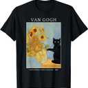 Funny Cat & Sunflowers Van Gogh Art Parody Vintage T-Shirt. 2XL Size