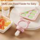 2 Pack Silicone Baby Fruit Feeder with Mini Freezer Tray, Breastmilk Popsicle Molds for Infant Teething Relief, Baby Teethers, Fresh Food Feeder for Safe Infant Self Feeding - Purple