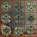 18 Pack Colorful Mandala Window Clings DIY Kit Stained Glass Kits for Adults Suncatchers for Windows Arts and Crafts DIY for Adults Mandala Sun Catcher for Beginner Teens, 6 x 6 Inches