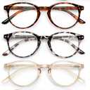 JOLISU 5 Pack Reading Glasses For Women/Men-Blue Light Blocking Computer Reader w/Round Frame - Retro Clear Lens Fake Eyeglasses1.5