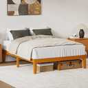 DUMOS 14 Inches Queen Size Wood Platform Bed Frame, Solid Wooden Mattress Foundation with Heavy Duty Wood Slat Support, Sturdy, No Box Spring Needed, Natural Pine, 14Queen