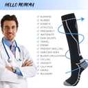 hello momoya Compression Socks for Women Men Circulation Knee High 8 Pairs for Nurses, Running, Travel, Athletic (Large-X-Large, 00-8 Pairs-black White Gray)