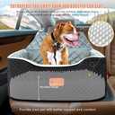 AlfaTok Memory Foam Booster Dog Car Seat for Medium Dogs (Under 45LBS): Elevated, Detachable Washable, Anti-Slip, for Car Back Seat, Travel Pet Bed with Seat Belt