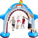 11Ft Inflatable Shark Sprinkler, Large Shark Arch Sprinkler Toys for Summer Outdoor Backyard Yard Lawn, Perfect Inflatable Shark Sprinkler Water Park Toy Games for Boys Girls