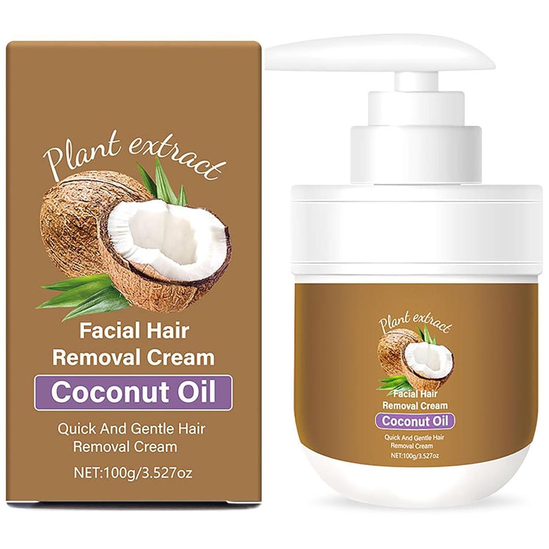Facial Depilatory Cream, Coconut Facial Hair Removal Cream for Women for Upper Lip and Chin for Women for Sensitive Skin, Gentle and Non-irritating 3.52 FL.OZ