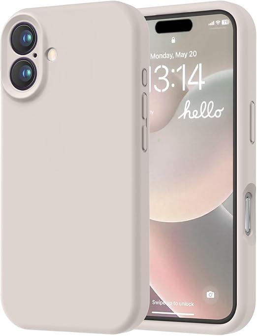 LOVE 3000 Designed for iPhone 16 Case, Premium Silicone with [Soft Anti-Scratch Microfiber Lining] Shockproof Protective Phone Case for Men Women Girls 6.1", Stone