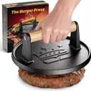 Smash Burger Press 6.5,Cast Iron Flat Round Edge Grill/Bacon/Meat/Hamburger/Chef Press with Wood Handle,1.74lb hamburger press patty maker for Griddles,Nonstick burger smasher for griddle accessories
