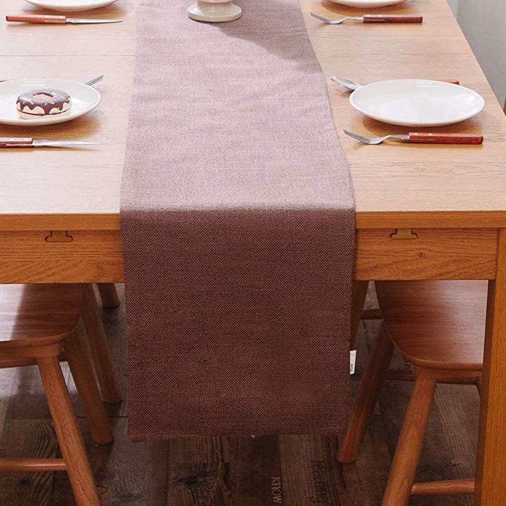 2 Piece Fabric in 1 Dining Table Runner 12 x 90 inches Living Room Dinner Wedding Birthday Party Burlap Rustic Table Runner, Coffee Brown