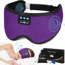 MUSICOZY Sleep Headphones Bluetooth, Sleeping Eye Mask Headband Headphones, Wireless Music Earbuds Earphones with HD Speakers for Side Sleepers Men Women Cool Gadgets Unique Gifts (Lavender Purple)