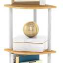 Furinno TURN-N-TUBE Corner Shelf, 3-Tier Corner Bookshelf, Display Storage Shelves with Open Shelves, for Organization and Storage, Living Room, Home Office, Garage, Beech