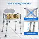 BlessReach Shower Chair for Elderly and Disabled with Arms, Heavy Duty Adjustable Height Bath Seat for Inside Shower or Tub, Slip Resistant, Padded Backrest & Armrest, Supports 500 lb, Gray