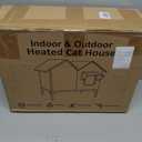 Heated Cat House for Outside in Winter Insulated Elevated Outdoor Cat House Weatherproof, Escape Door, Large Feral Cat Shelter Heated Bed for 2~3 Cats Stray Barn Kitty, Easy Assembly