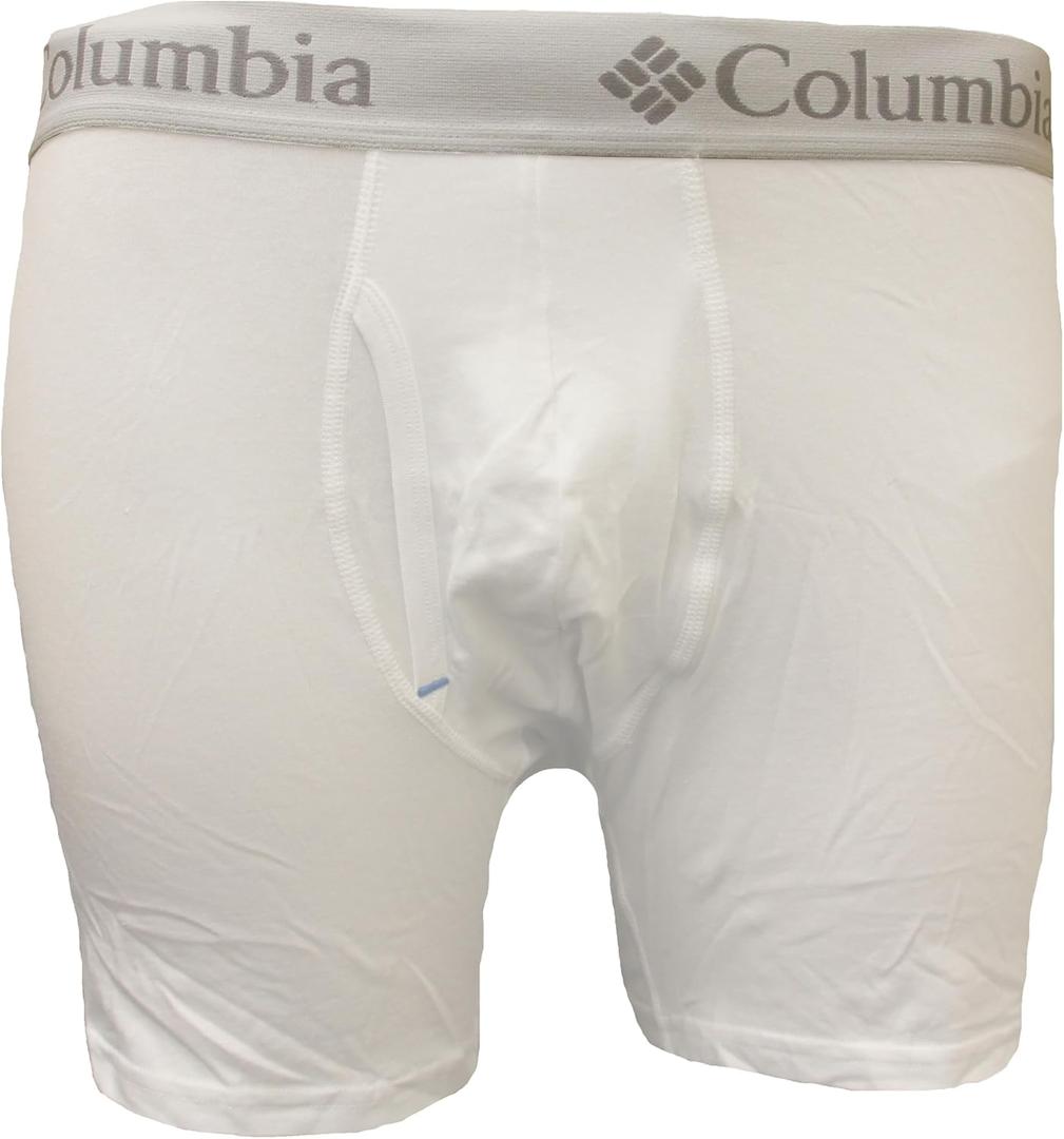 Columbia Mens Cotton Stretch Boxer Briefs 3 Pair (White, XL)
