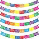 6PCS Mexican Party Banners, Cinco De Mayo Decoration Fiesta Party Decoration, Mexican Themed Party Decor 5 De Mayo Banner Plastic Papel Picado, Mexico Birthday Party Supplies -12 Patterns/90FT (A1.Multicolour-6PCS)