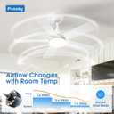 Passky Ceiling Fans with Lights, 42 inch Sleek Ceiling Fan with Light and Remote Control, 3CCT, Dimmable, Reversible, Noiseless, White Ceiling Fan for Bedroom, Living Room