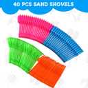 40 Pcs 5.5 Inch Mini Beach Sand Shovels Colorful Plastic Rake Sand Shovel Sifter Beach Toys for Teens Boys Girls Party Backyard Garden Shoveling Sand and Snow, 4 Styles