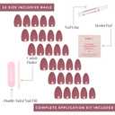 Glamnetic Press On Nails - Fall Mauve | Opaque Muted Blush Mauve Short Oval Fake Nails, Salon Quality | 15 Sizes - 30 Nail Kit with Glue