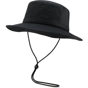 FUICUI Quick Dry Sun Bucket Hat for Men Women Outdoor Unisex Packable Travel Cap (One Size, Black)