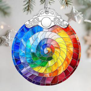 Christmas Ornaments: Stained Glass Ornament, Christmas Tree Ornament, Hanging Ornaments for Home Decor & Xmas Tree Decorations, Exquisite Holiday Decor, Gift & Holiday Present - Rainbow Spiral