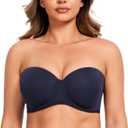 MELENECA Women's Strapless Bra for Large Bust Back Smoothing Plus Size with Underwire (Blue) 34D