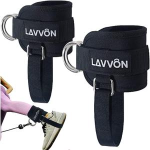 LAVVON Ankle Straps for Cable Machines Kickbacks - Adjustable Comfort Ankle Cable Attachments for Gym Ankle Cuff Cable Machine Glute Kickback Straps - Leg Extensions, Curls & Ankle Cuffs Women