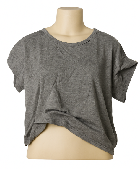 Amazon Essentials Women's Soft Cotton Knot Front Cropped Yoga Gray, L