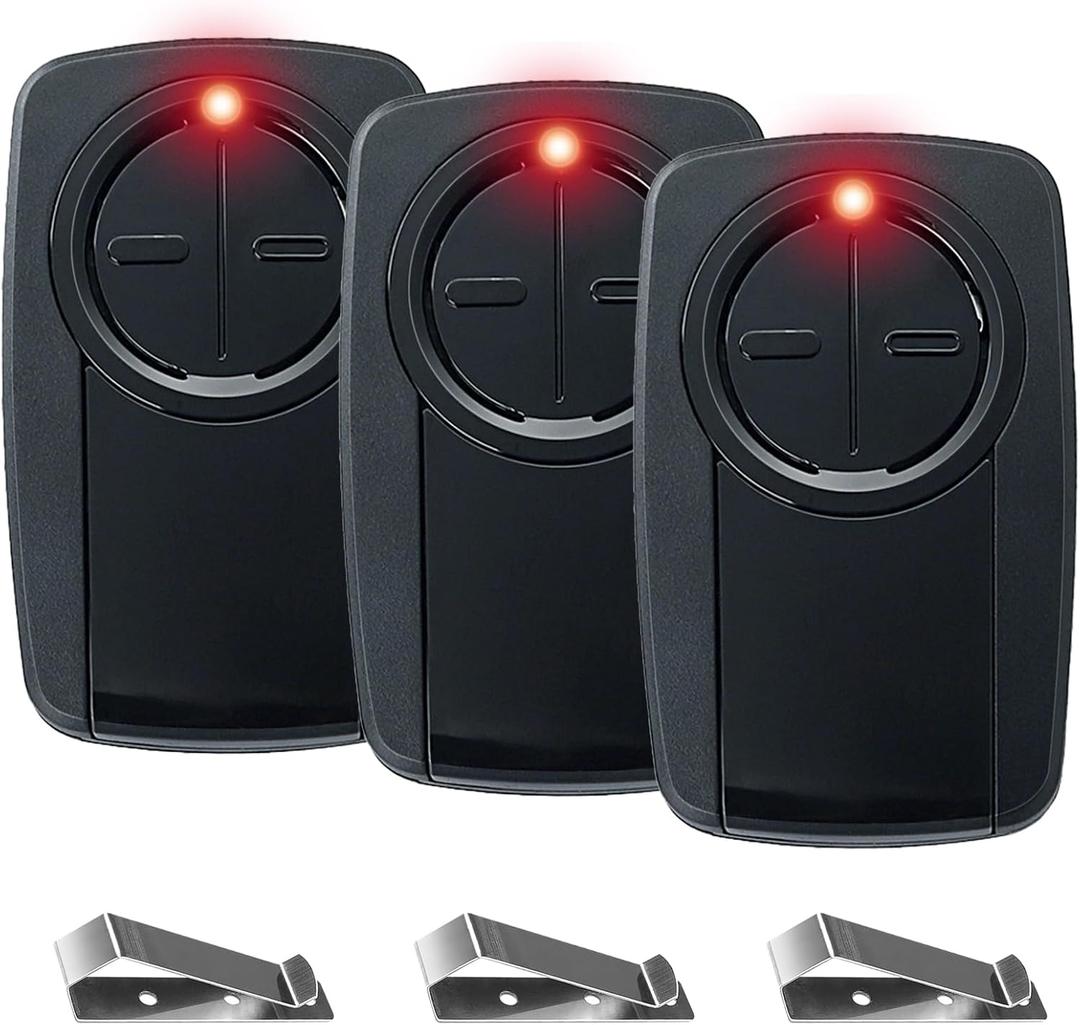 380UT 375UT 375LM 2-Button Remote Control, Klik5U-Bk2 Clicker for Chamberlain Liftmaster Craftsman Genie Garage Door Opener, Wireless Keyless for Red/Orange/Purple/Green/Yellow Button, Dip Switch 3pk